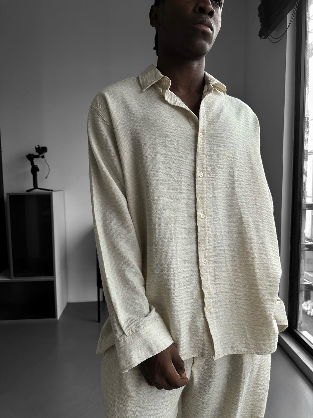 Oversize Muslin Long Sleeve Shirt - Cremé