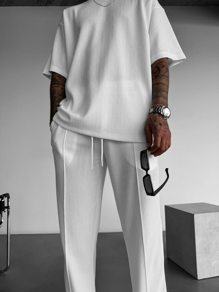 Plissee Textured Trousers - White