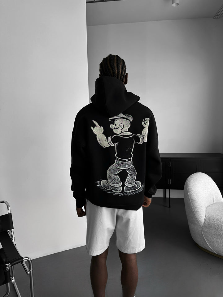 Oversize Popeye Hoodie - Black