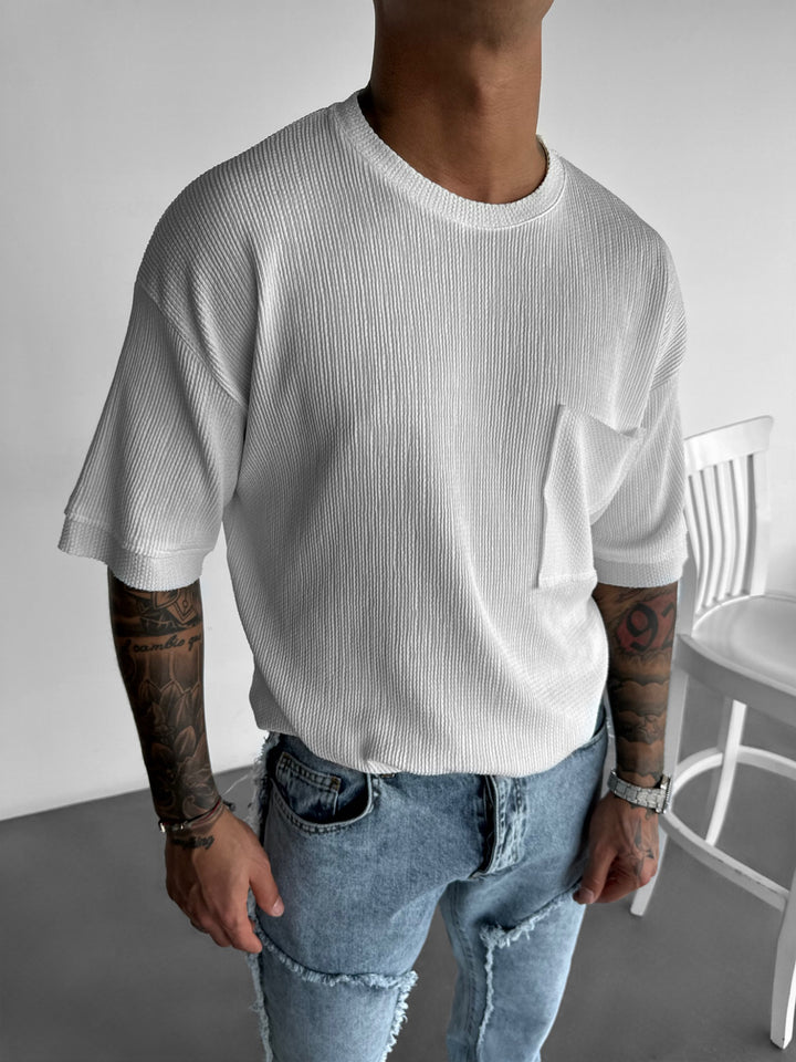 Oversize Structure Knit T-shirt - White