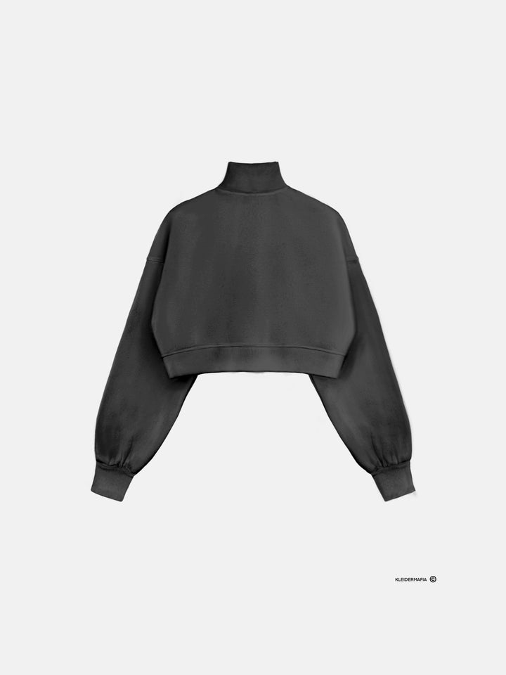Short Women Zipper Pullover - Anthracite