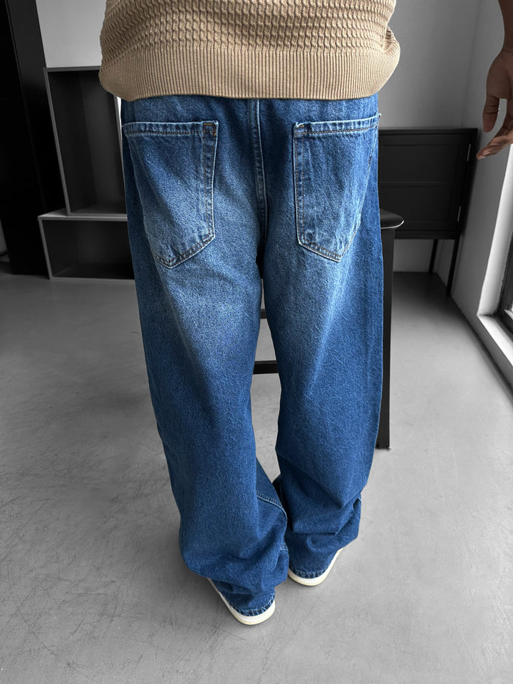Relax Baggy Torn Jeans - Blue