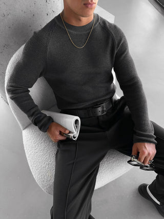 Slim Fit Knit Sweater - Anthracite