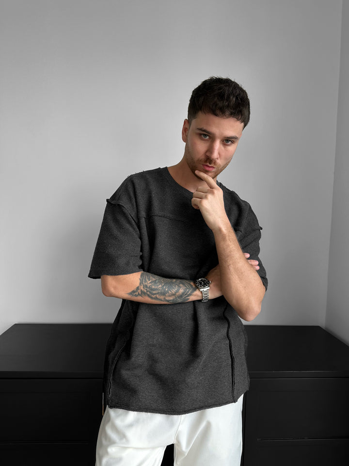 Oversize Seam Detail T-shirt - Anthracite