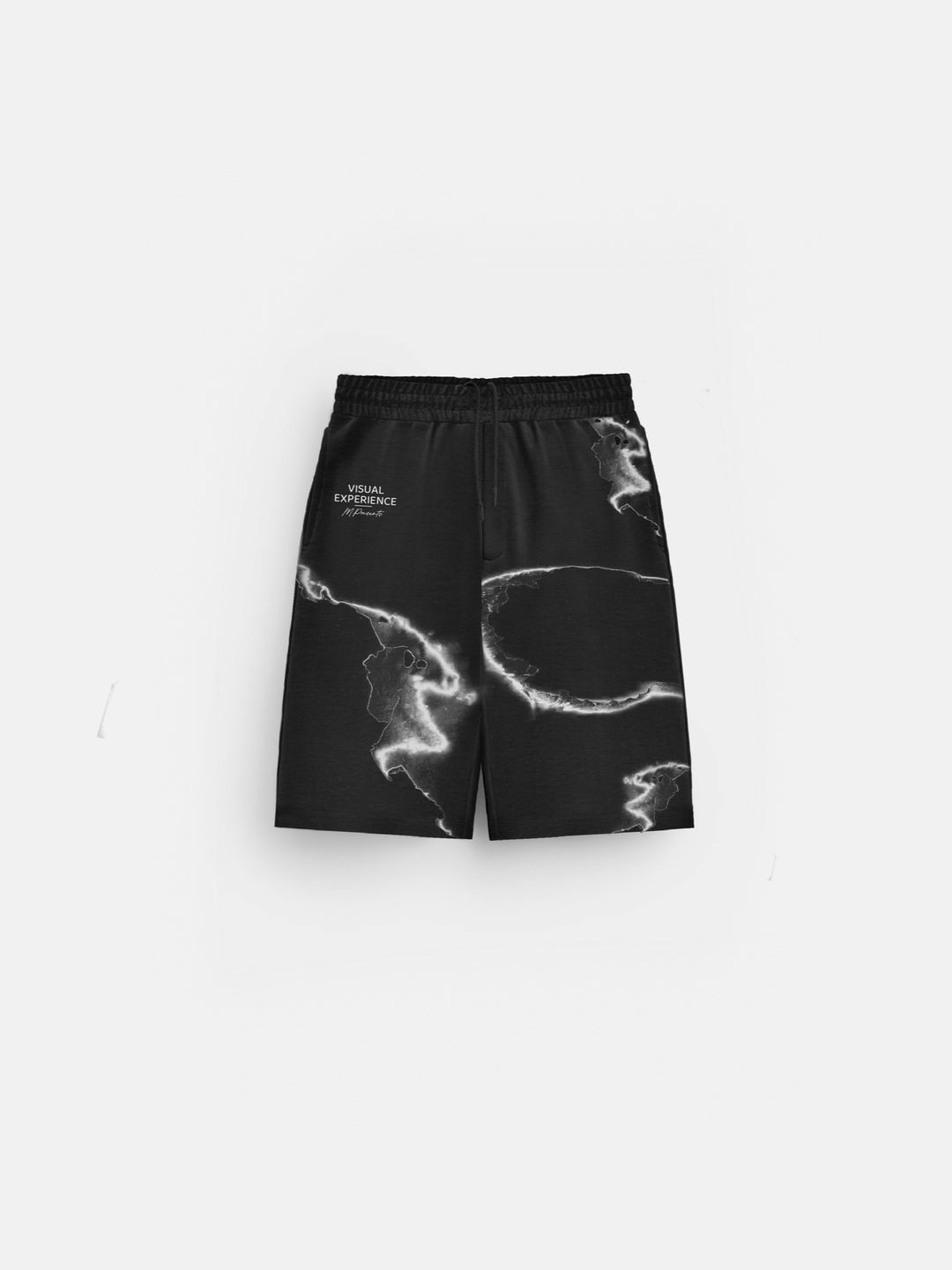 Oversize Burned Paper Shorts - Black and White