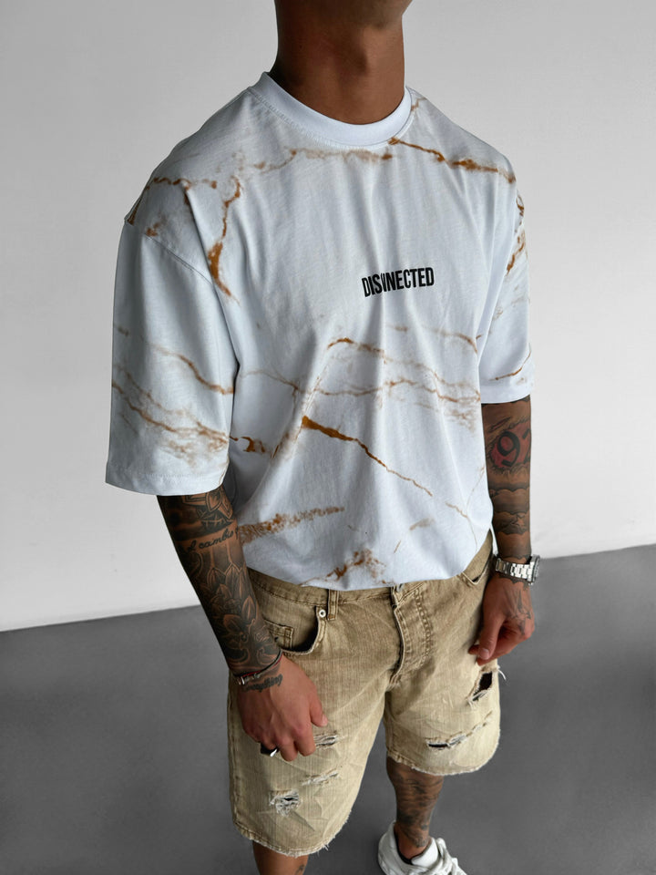 Oversize Disconnected T-shirt - White and Brown
