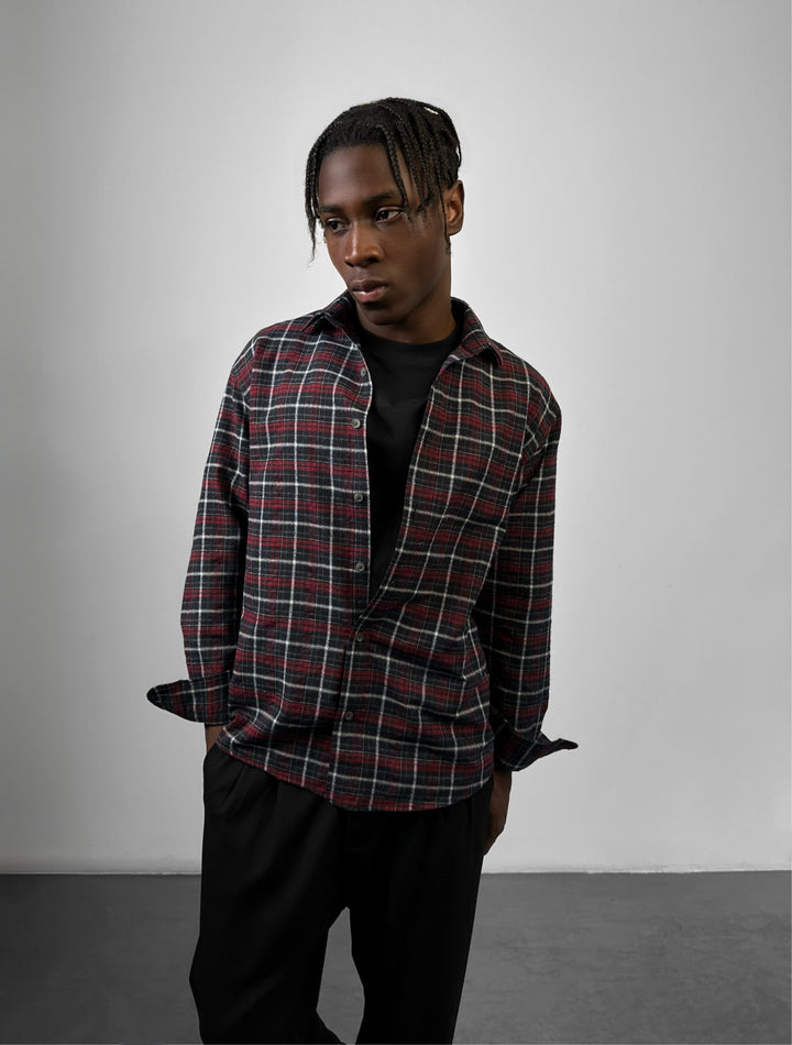Regular Fit Classic Check Shirt - Bordeaux