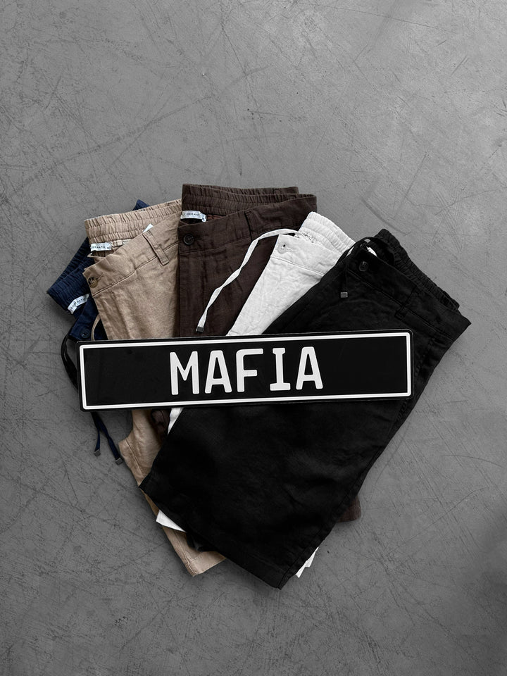 Loose Fit Linen Shorts - Black