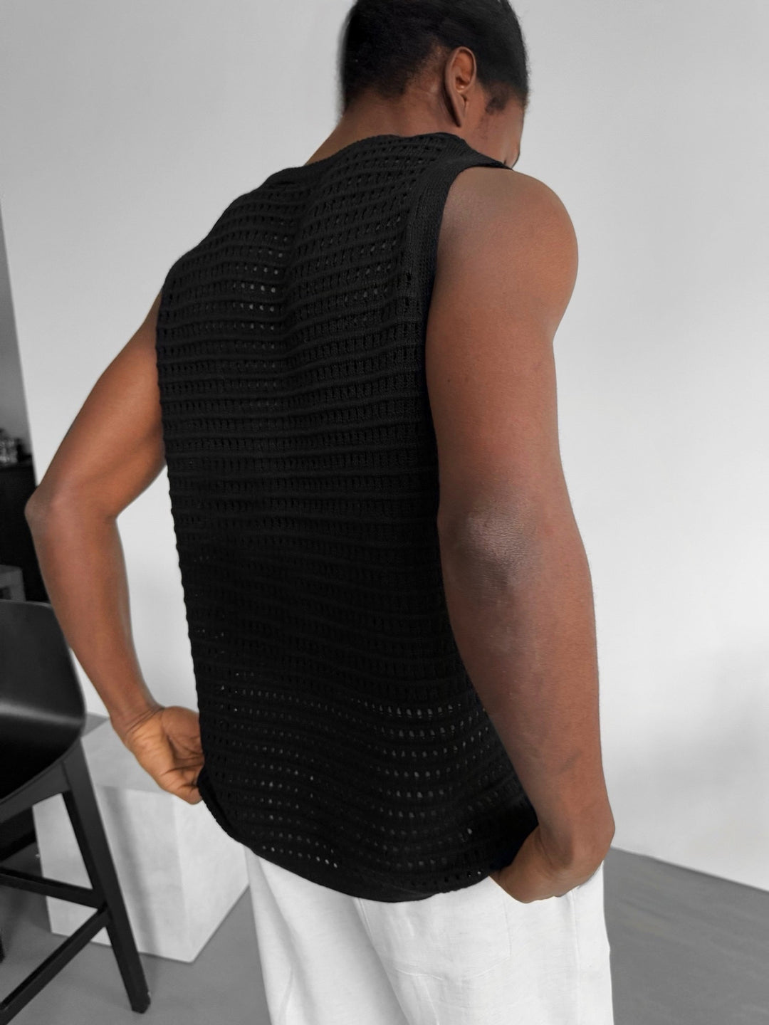 Oversize Grid Tanktop - Black