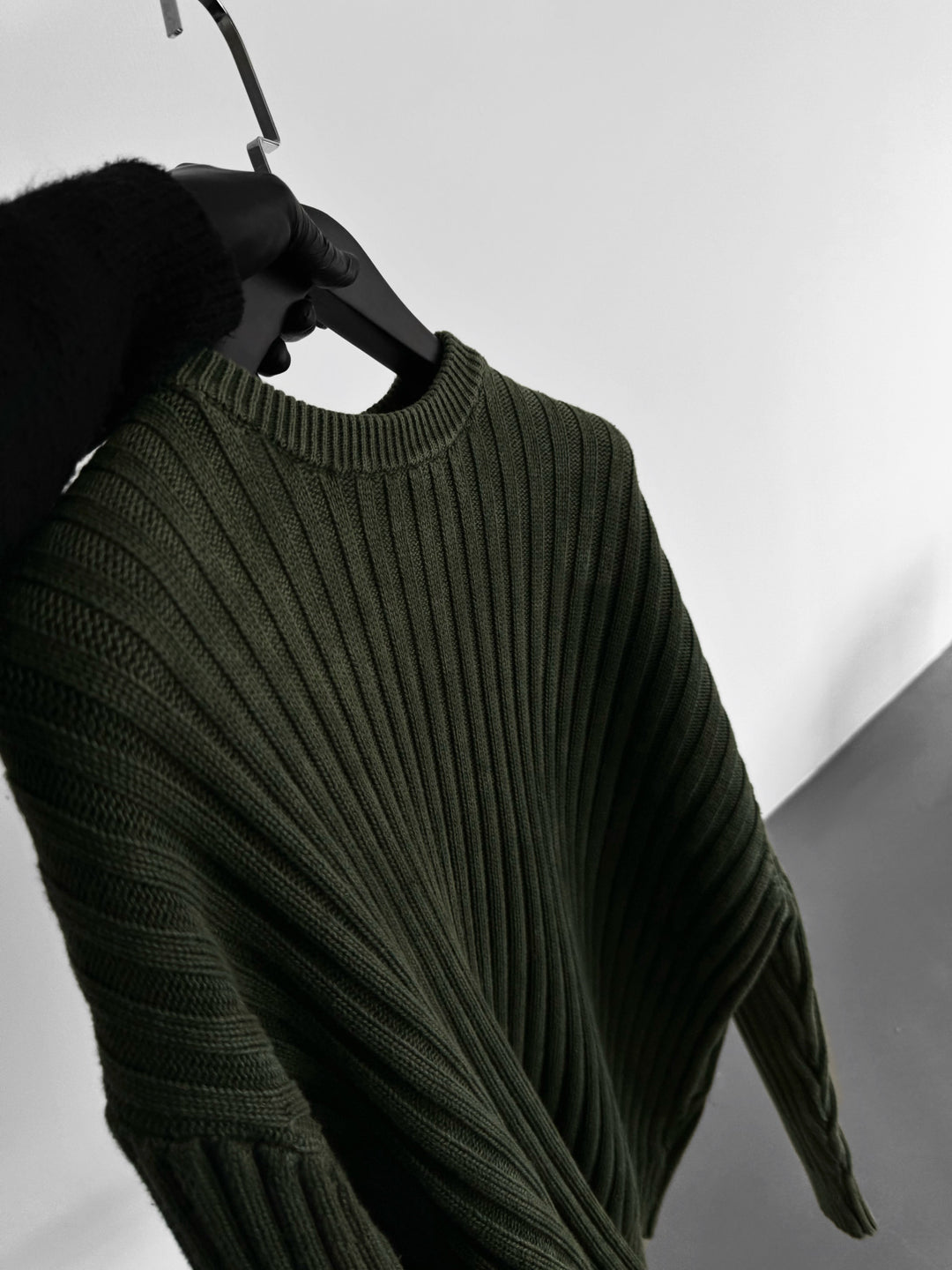 Oversize Ribbed Washed Sweater - Khaki