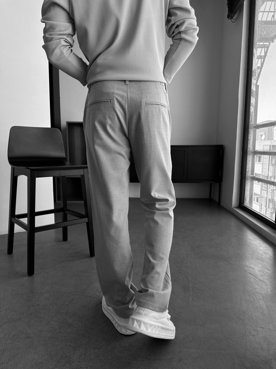 Modern Cut Casual Trousers - Grey