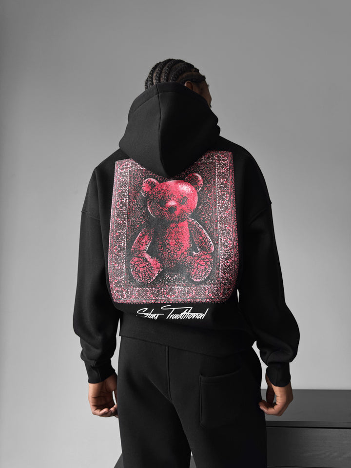 Oversize 'Stay Traditional' Hoodie - Black and Red