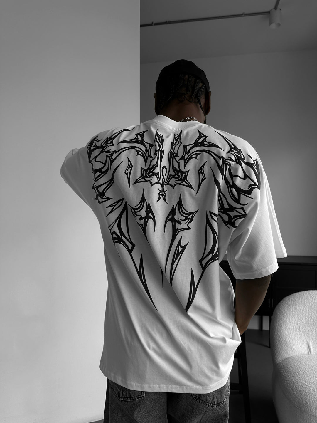Oversize Mafia Tribal T-shirt - Ecru