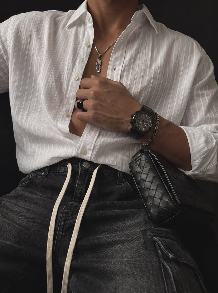 Regular Fit Striped Line Shirt - White