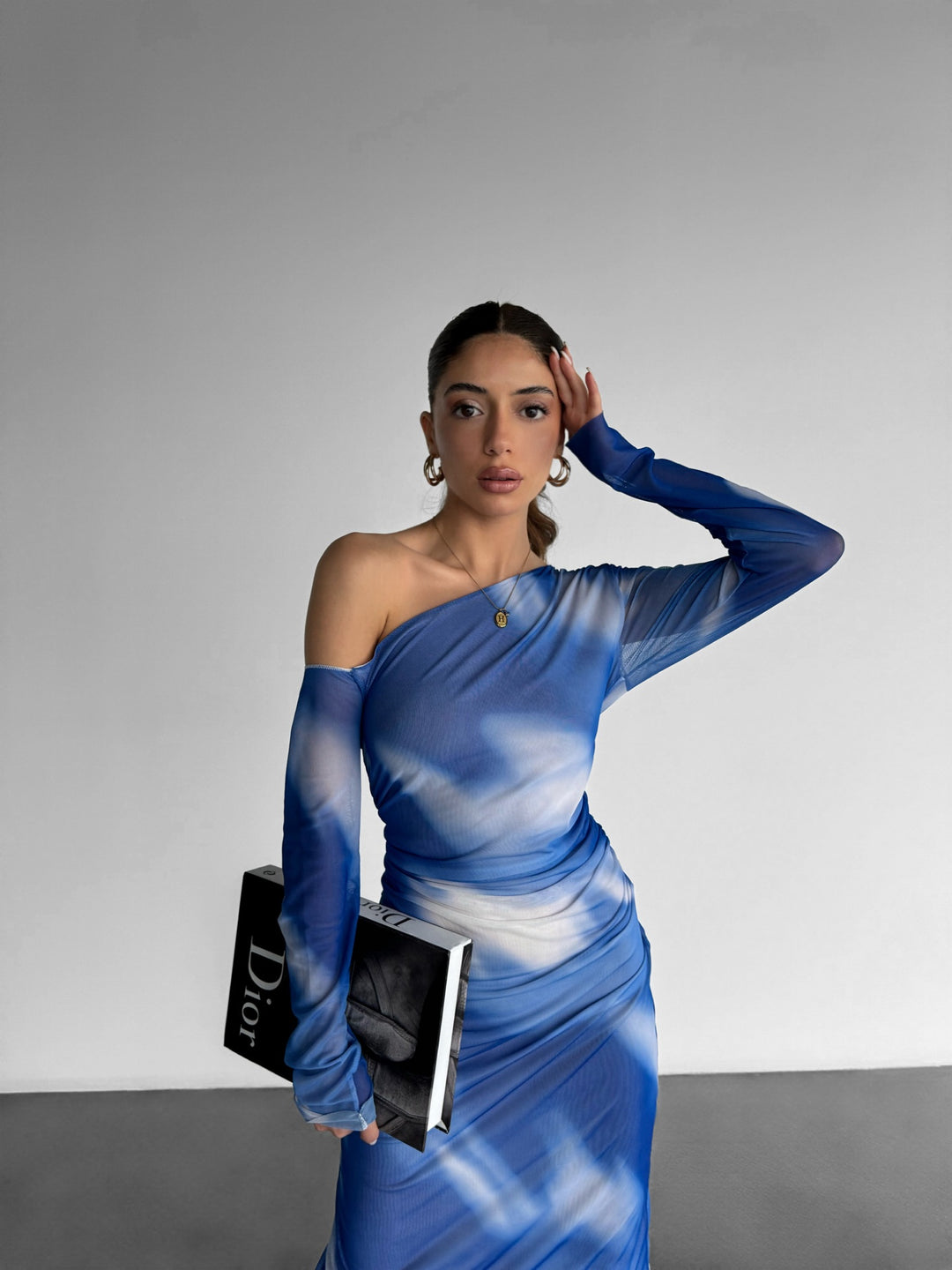 Abstract Pattern Maxi Dress - Saks Blue