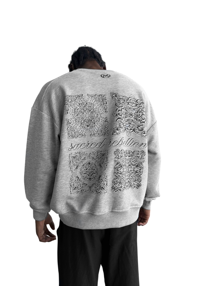 Oversize Sacred Rebellion Sweater - Grey Melange