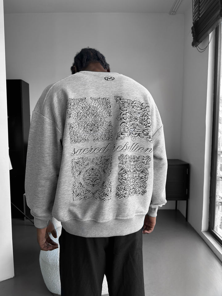 Oversize Sacred Rebellion Sweater - Grey Melange