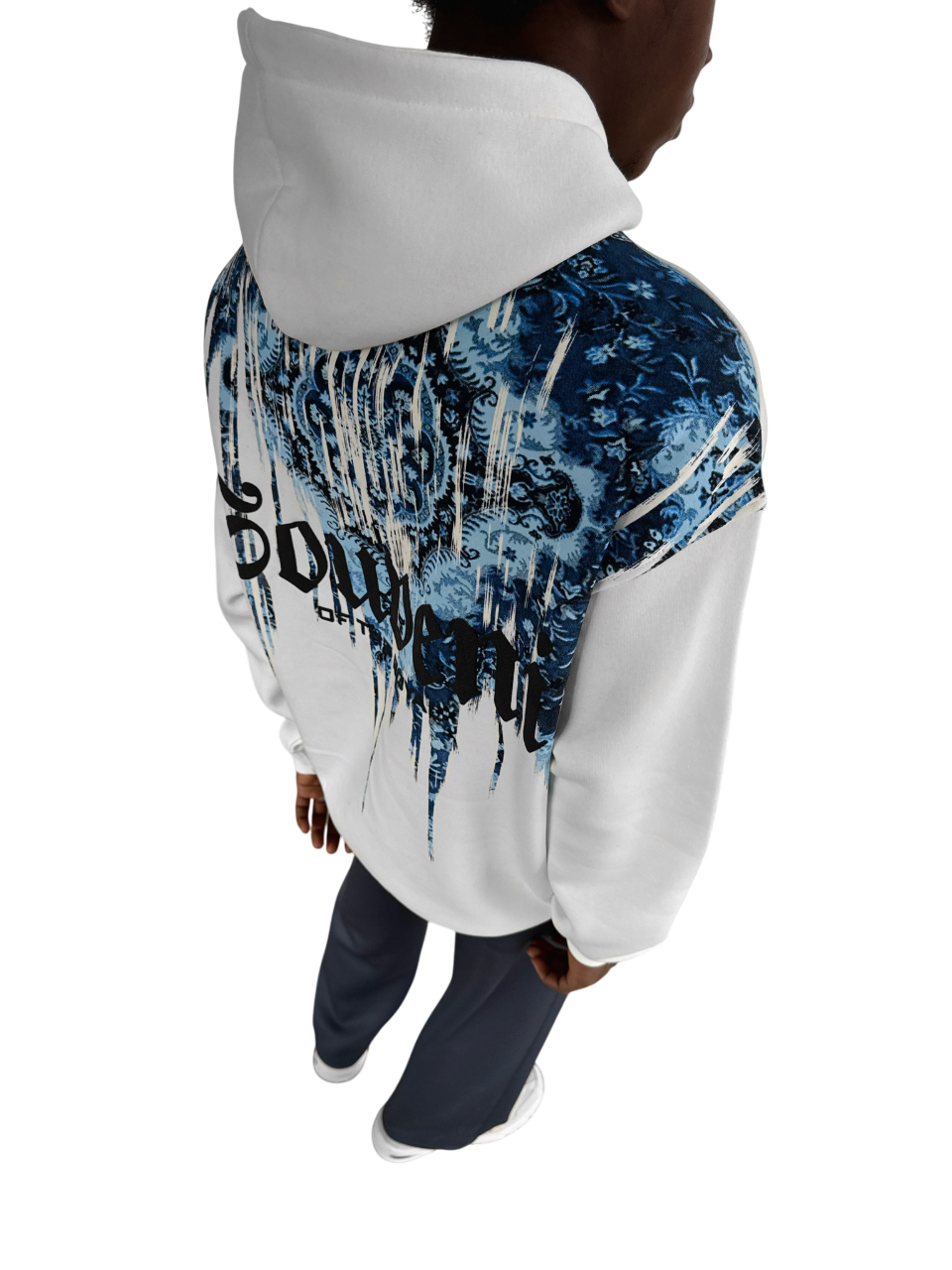 Oversize Souvenir Hoodie - White and Blue