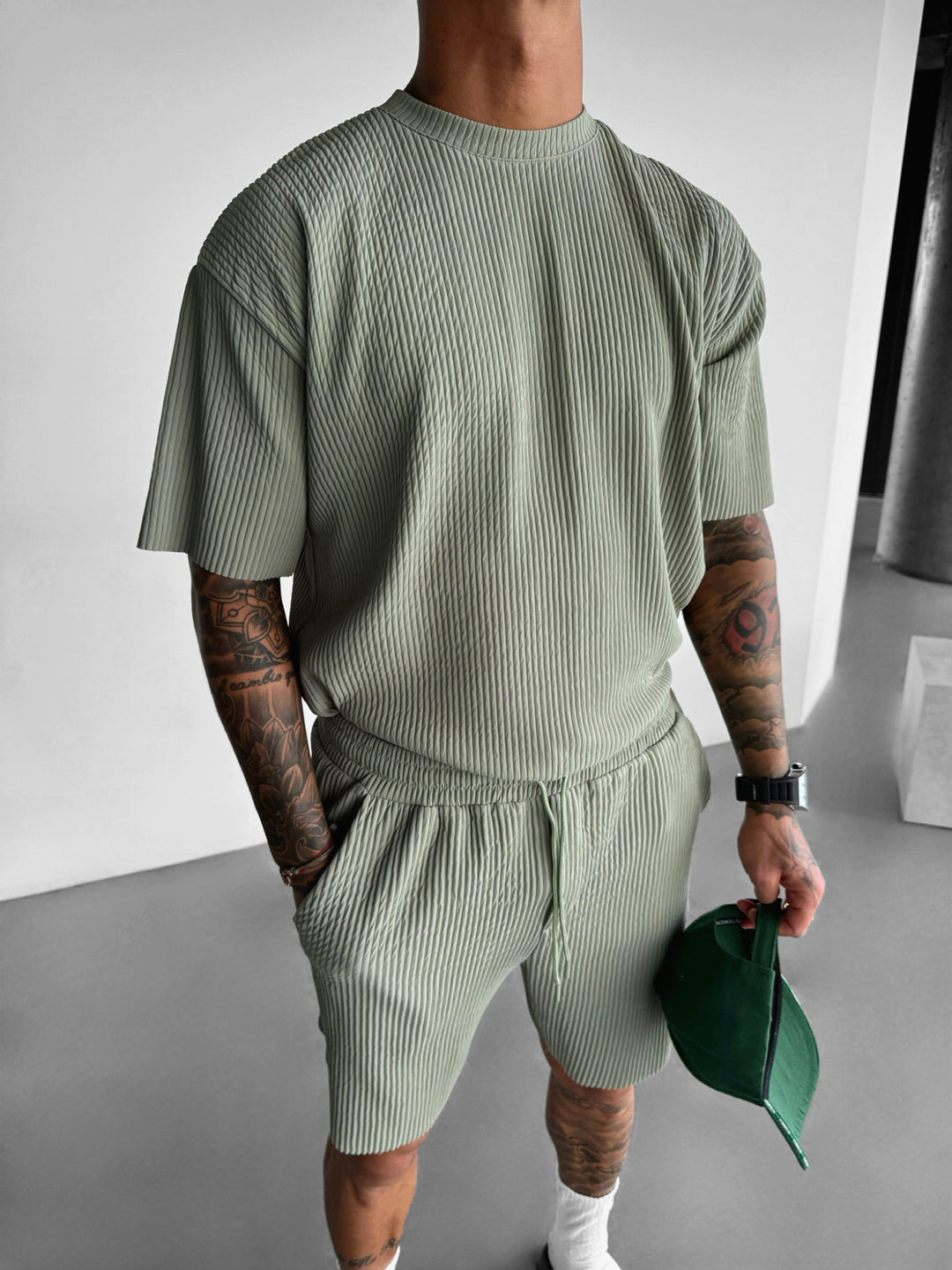 Oversize Ribbed T-Shirt - Green