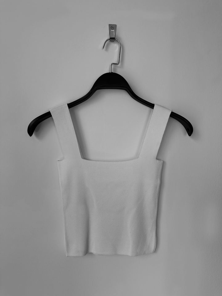 Square Neck Knit Top - Ecru