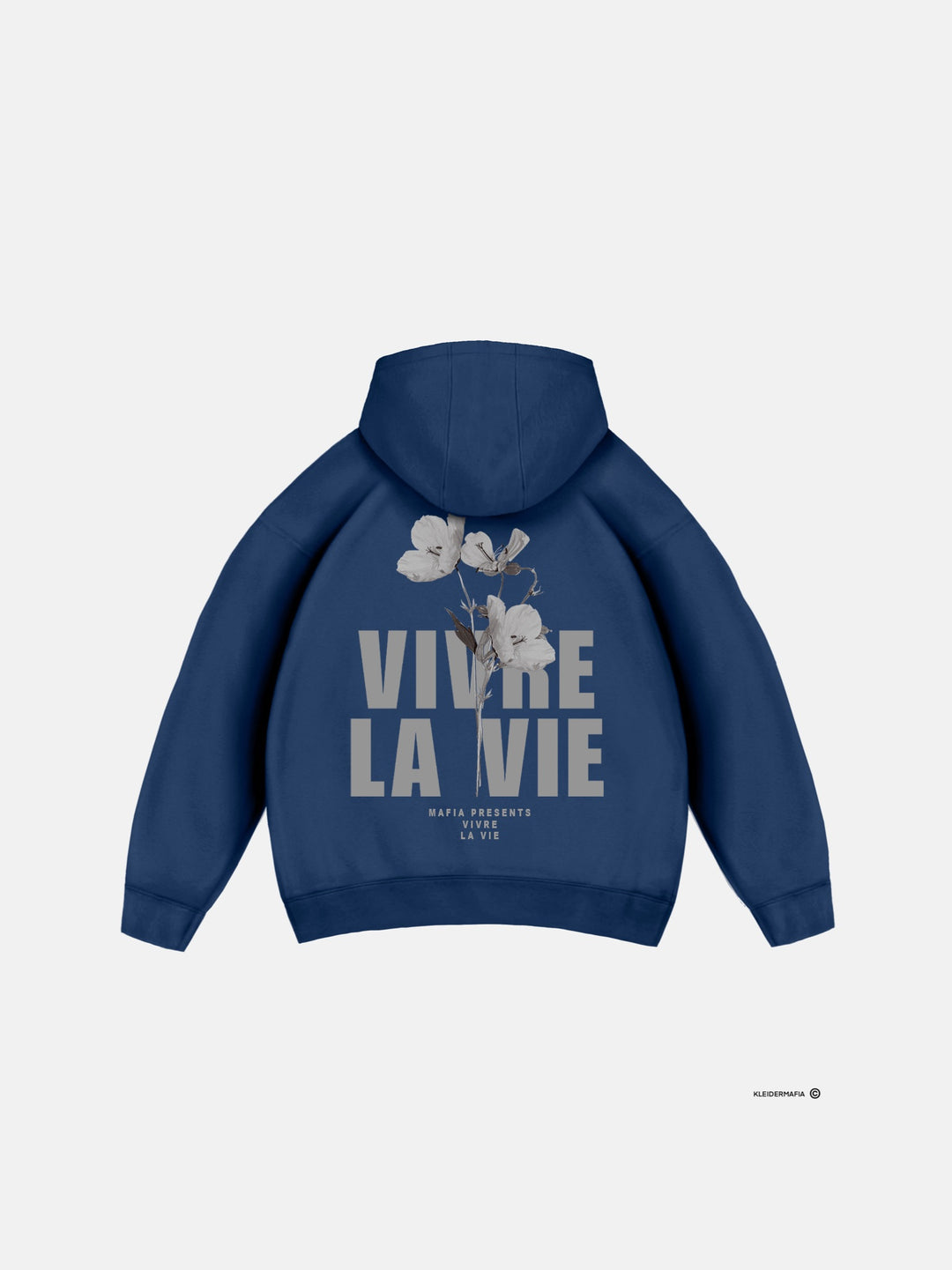 Oversize Vivre La Vie Hoodie - Bright Blue