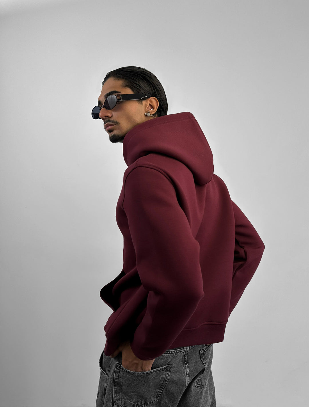 Loose Fit Basic Hoodie - Bordeaux