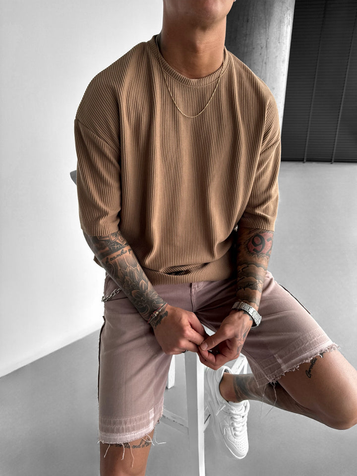 Oversize Cord Tee - Camel