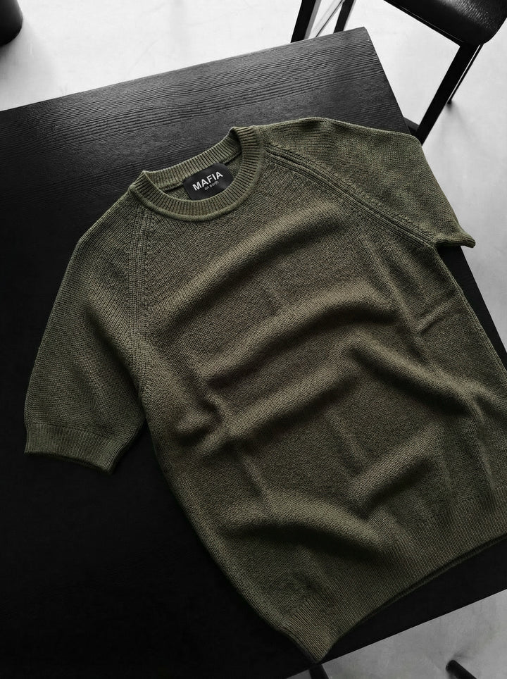 Slim Fit Knit T-shirt - Khaki