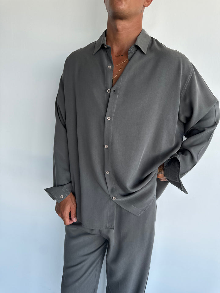 Oversize Tencel Shirt - Anthracite