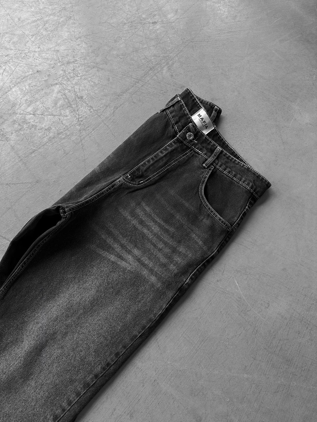 Relax Baggy Washed Jeans  - Black