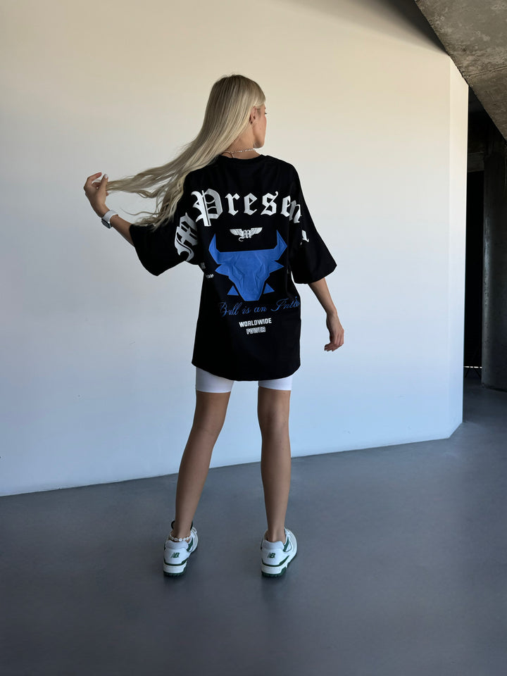 Oversize Bull Worldwide T-shirt - Black and Saks
