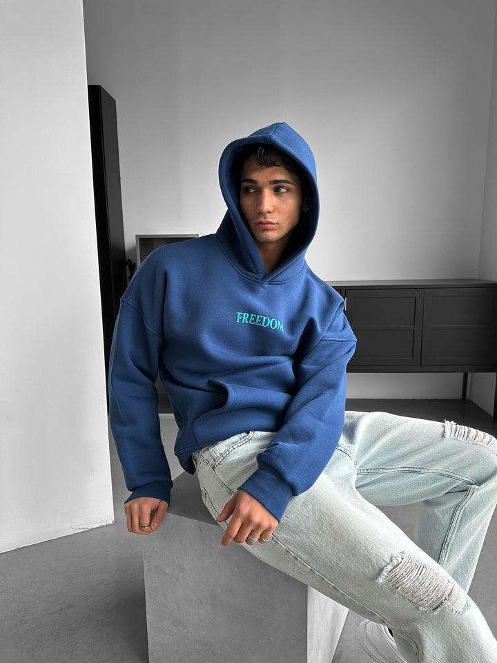 Oversize Freedom Hoodie - Navy Peony