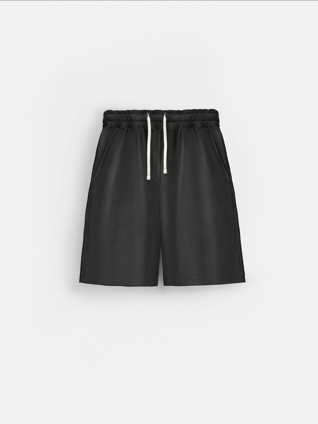 Loose Fit Velvet Shorts - Black