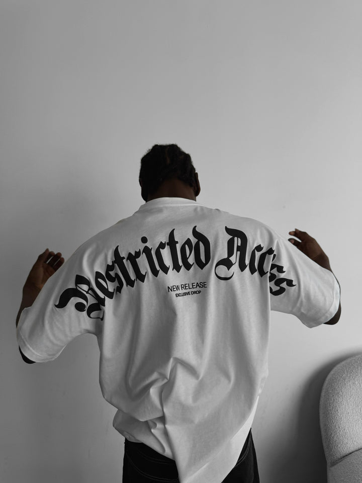 Oversize 'Restricted Access' T-Shirt - Ecru