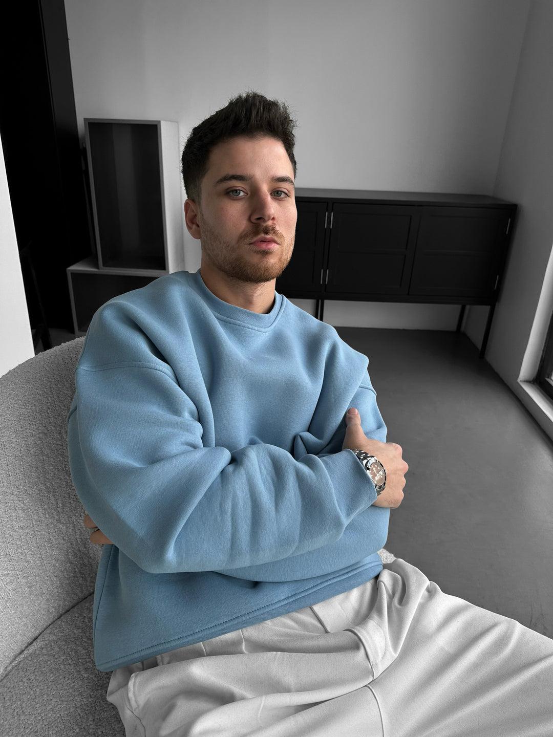 Oversize Basic Sweater - Faded Denim