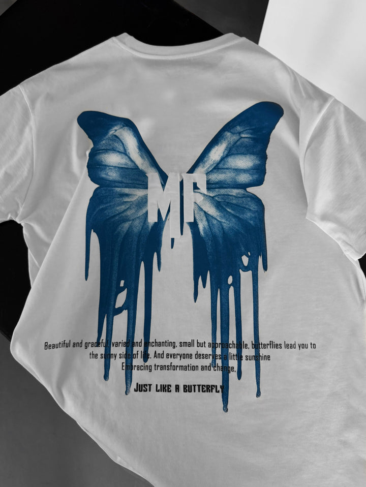 Oversize 'Like a Butterfly' T-Shirt - Ecru