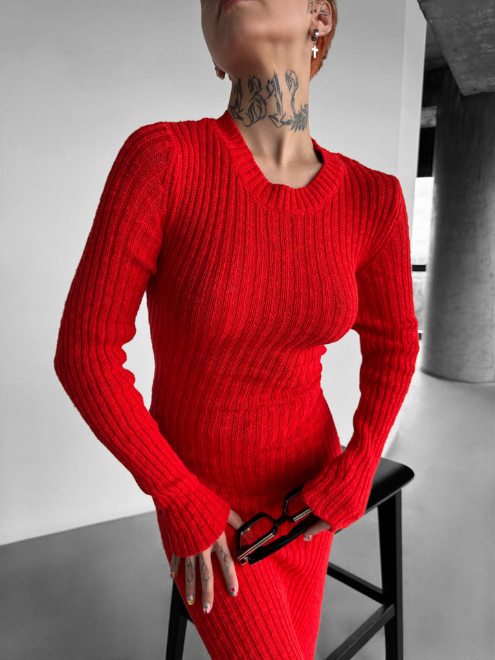 Maxi Knit Dress - Red
