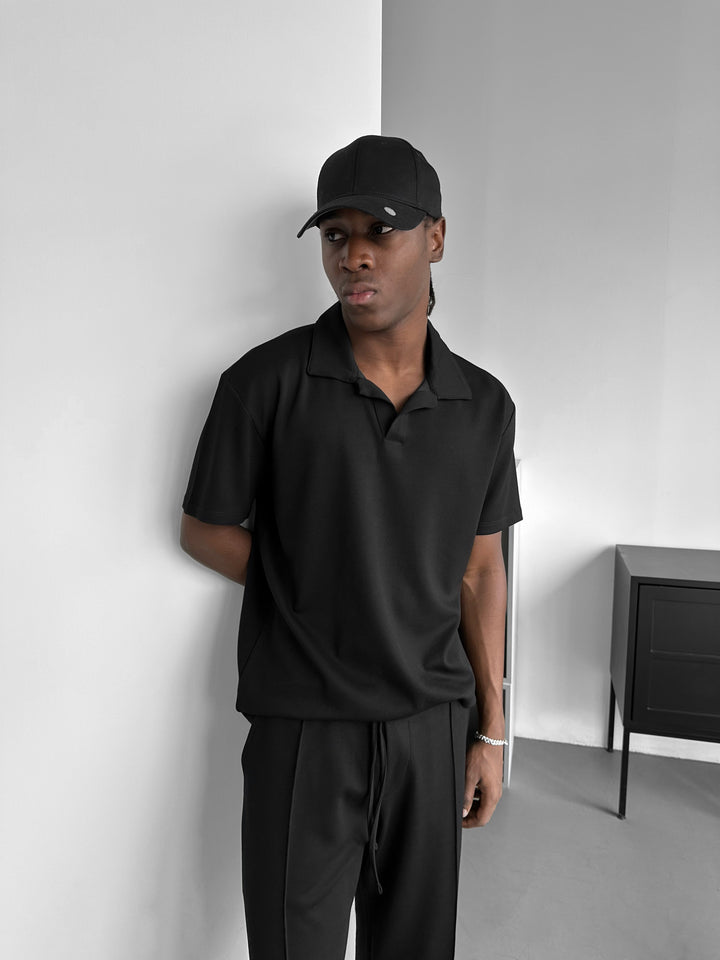 Loose Fit Polo T-shirt - Black