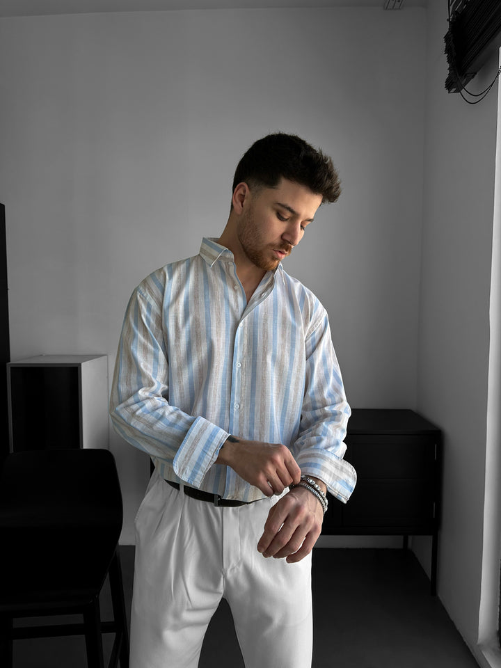 Regular Fit Striped Shirt - Blue