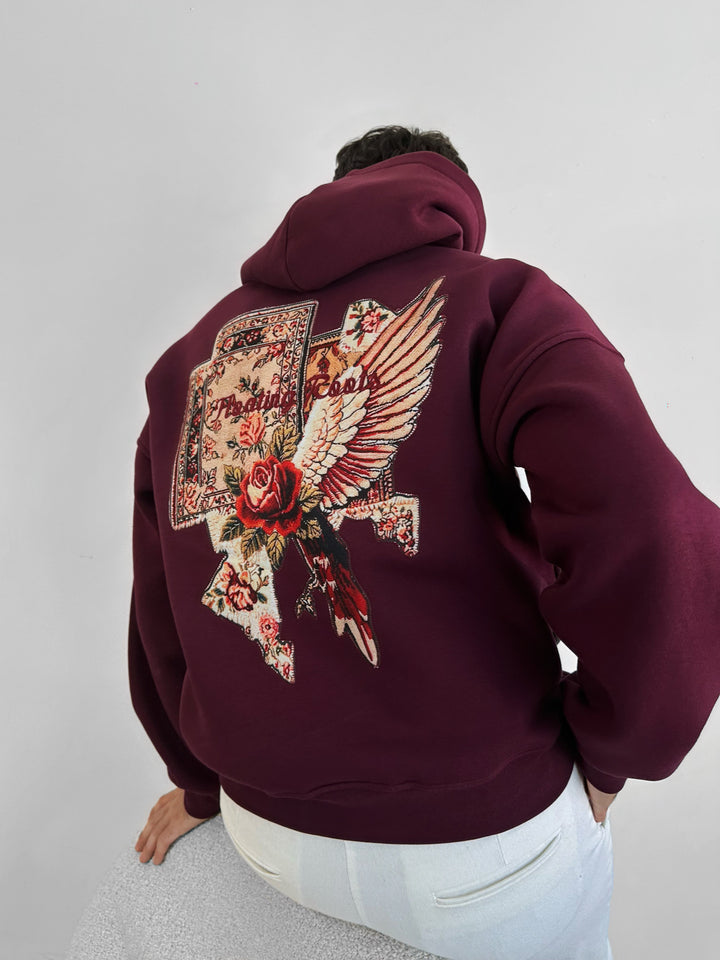 Oversize Floating Roots Hoodie - Bordeaux
