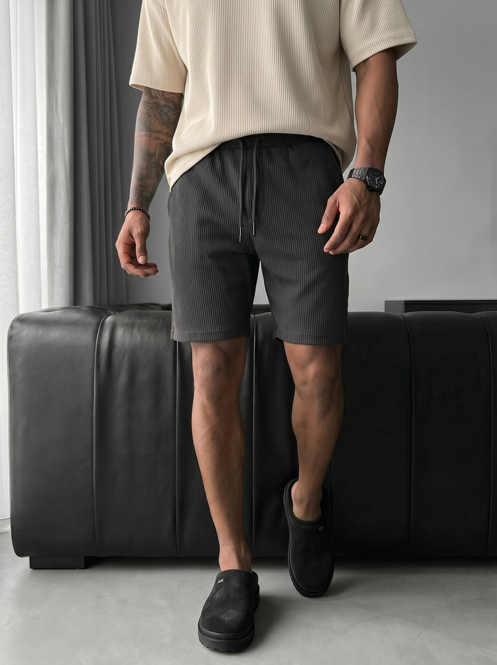 Loose Fit Cord Shorts - Anthracite