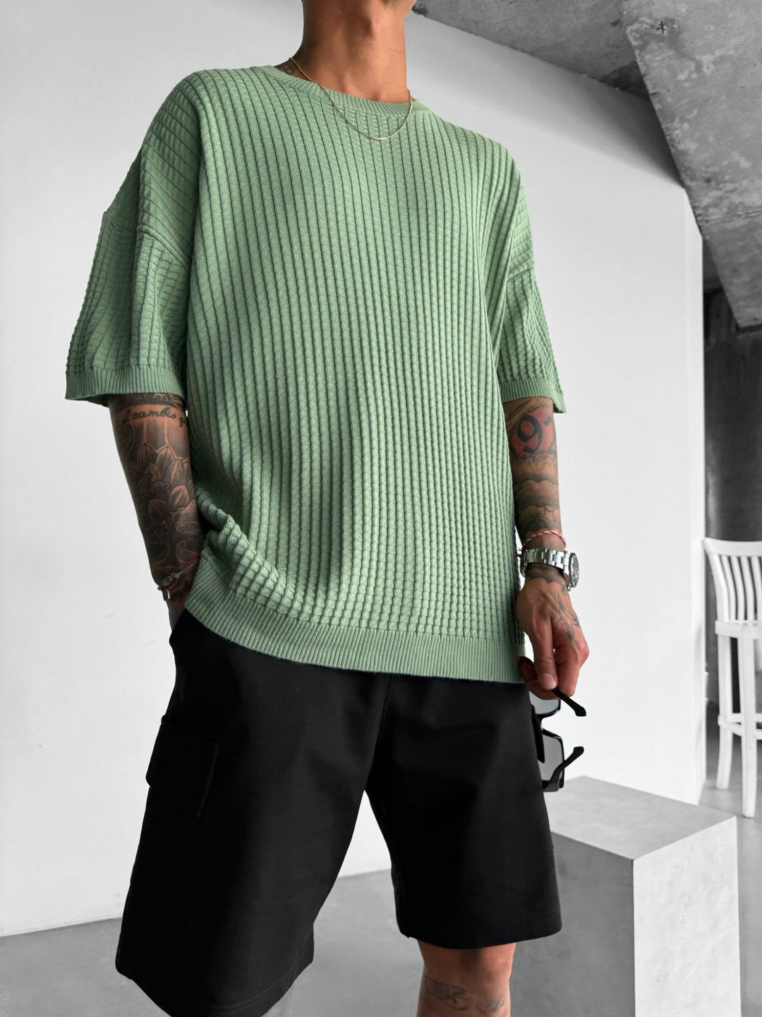 Oversize Waffle T-Shirt - Green