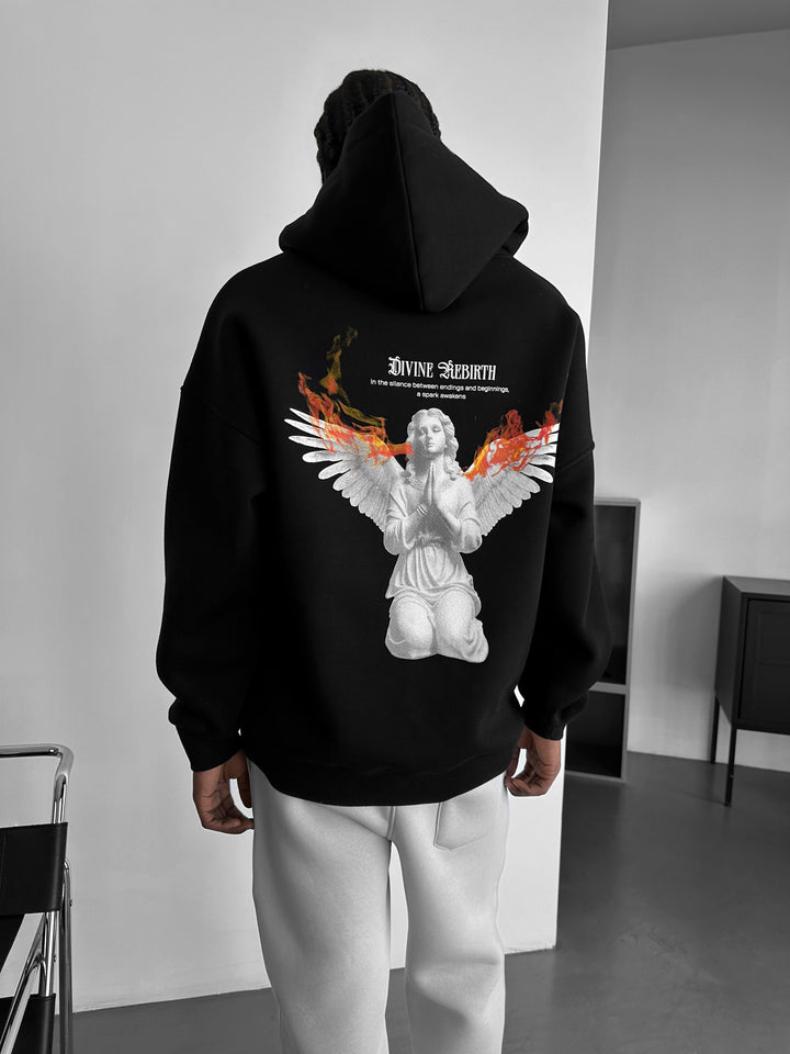 Oversize Divine Rebirth Hoodie - Black