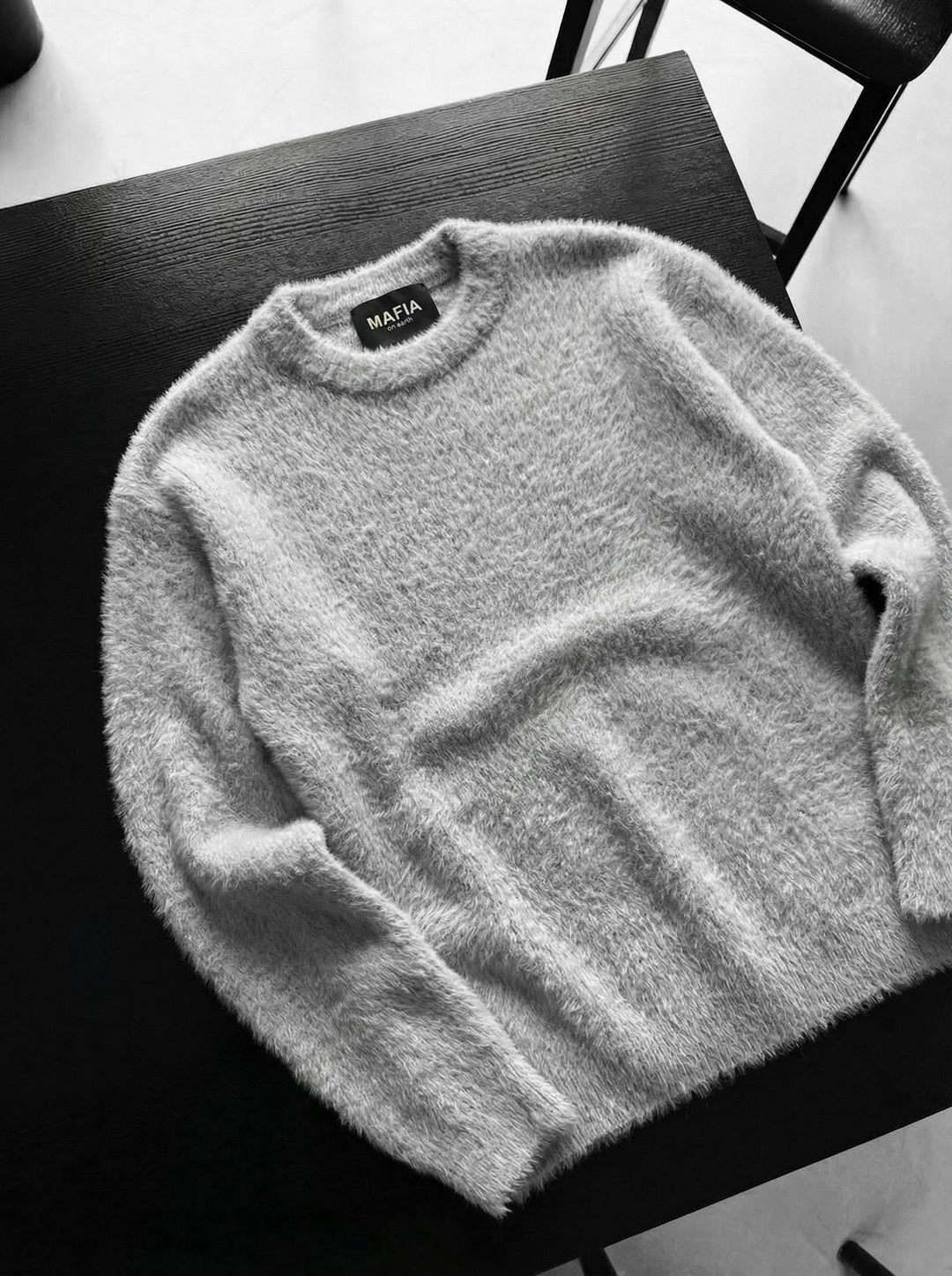 Oversize Hairy Rope Sweater - Grey