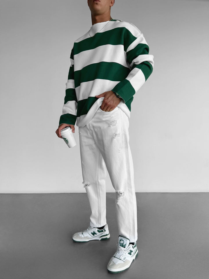 Oversize Strip Sweater - Green