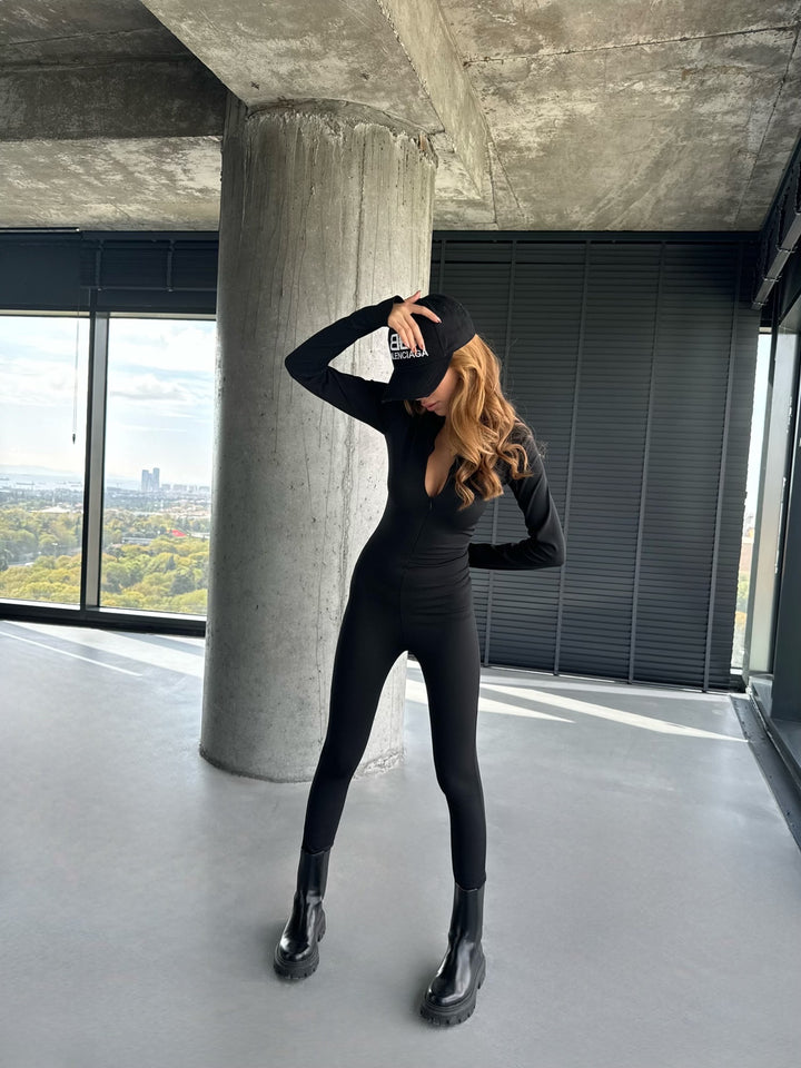 Full Body Zipper Suit - Black