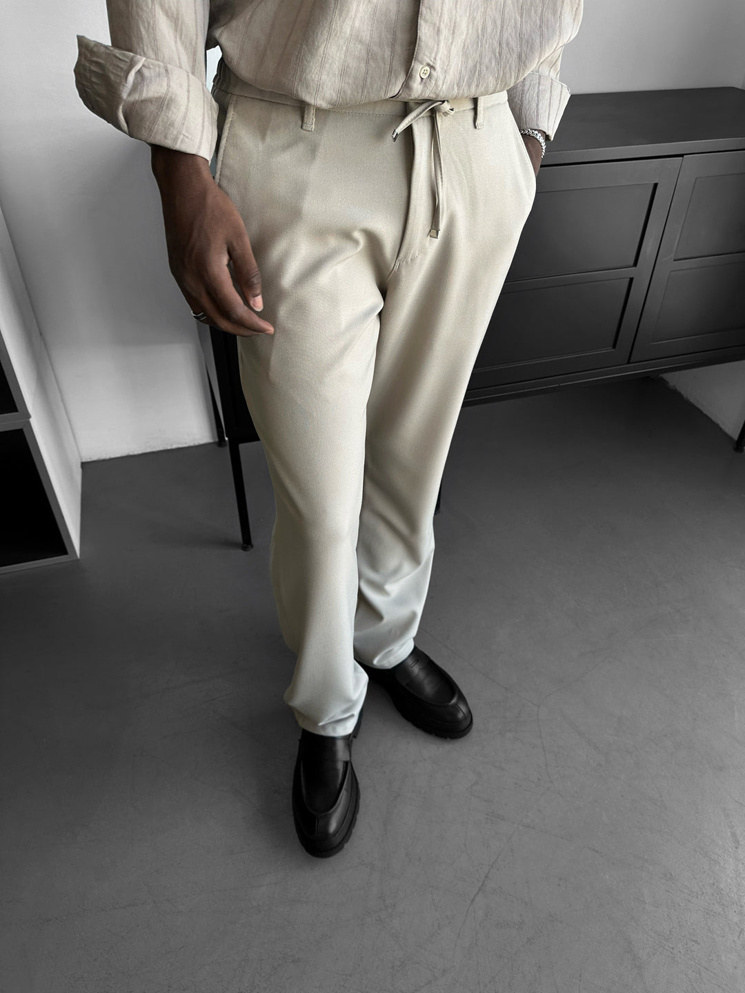 Modern Cut Casual Trousers - Beige