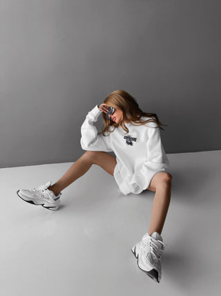 Oversize Chrome Butterfly Hoodie - White