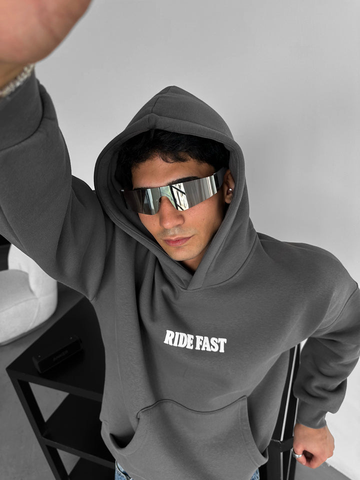 Oversize Ride Fast Hoodie - Anthracite