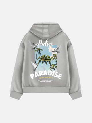 Oversize Palm Paradise Hoodie - Grey